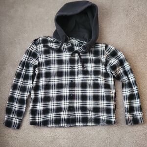 Hollister flannel long-sleeve button up with hood